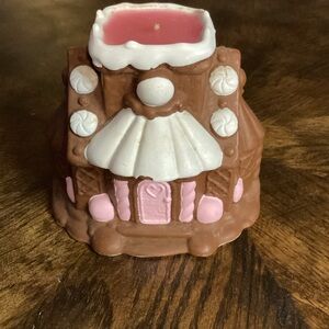 Avon Gingerbread House Candle Holder with White and Brown Accents